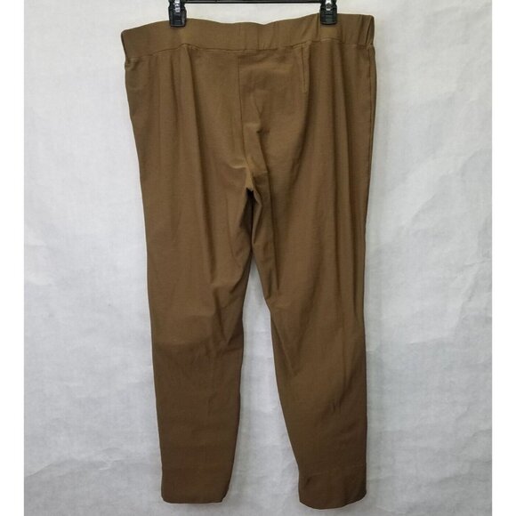 EILEEN FISHER Ponte Knit Pants Women L Pull on Cropped Crepe Stretch Cocoa Brown - Picture 6 of 12